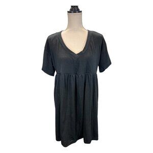 Wild Fable Womens M Short Sleeve Babydoll Sweatshirt Dress Black Mini